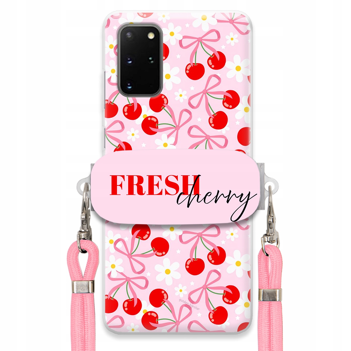 Puzdro pre Samsung S20 Plus Case Držiak šnúrok Ružový Fresh Cherry Kokardy