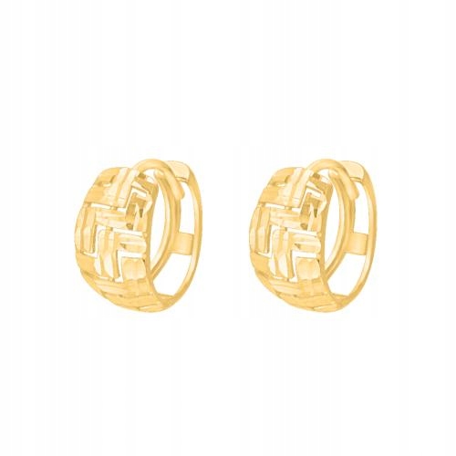 Náušnice zlaté 585 kroužky s řeckým vzorem, zdobené lesklými zářezy