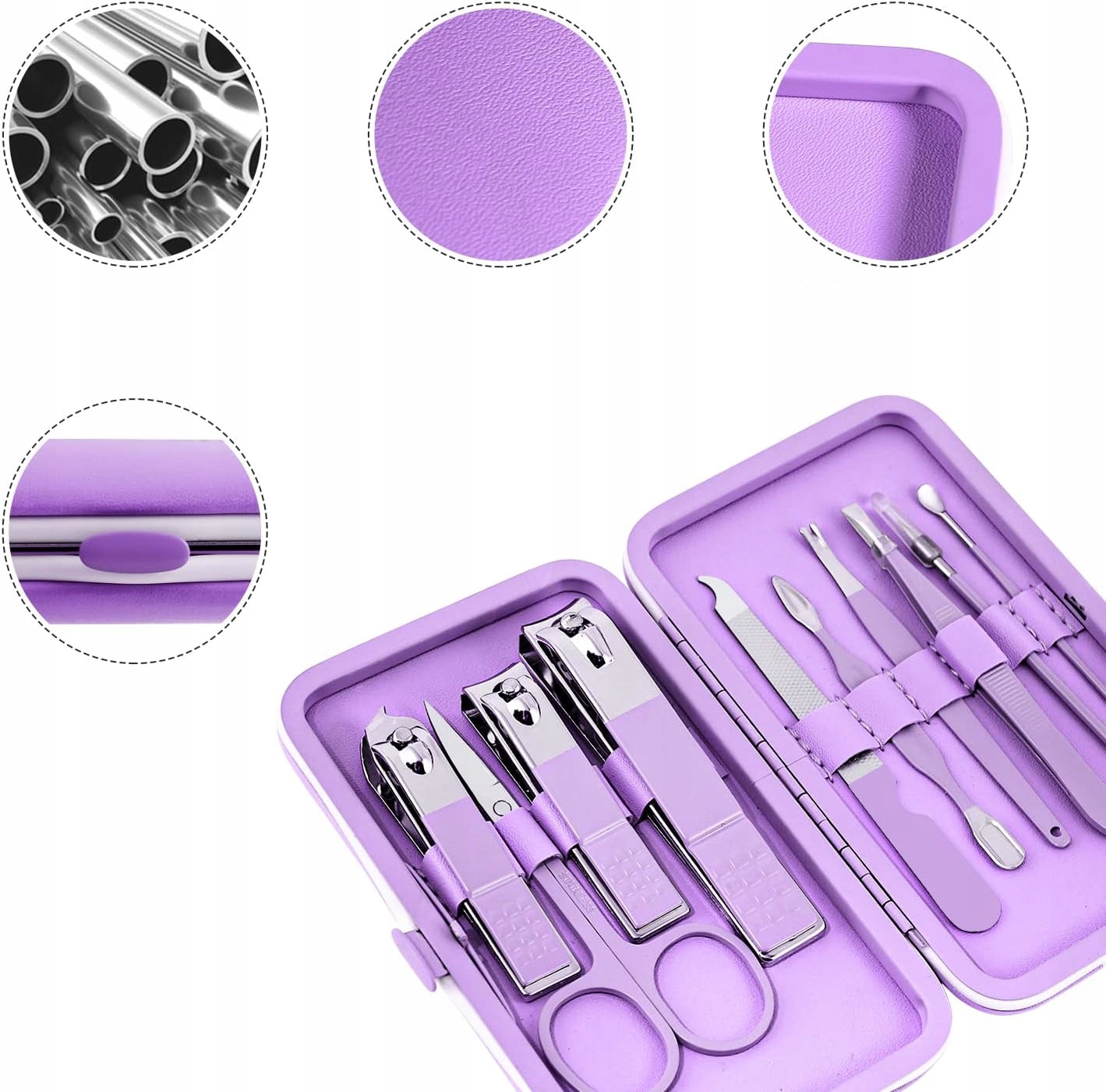 PROFESJONALNY ZESTAW DO MANICURE PEDICURE 10 SZTUK NARZĘDZI DO PAZNOKCI Stan opakowania oryginalne