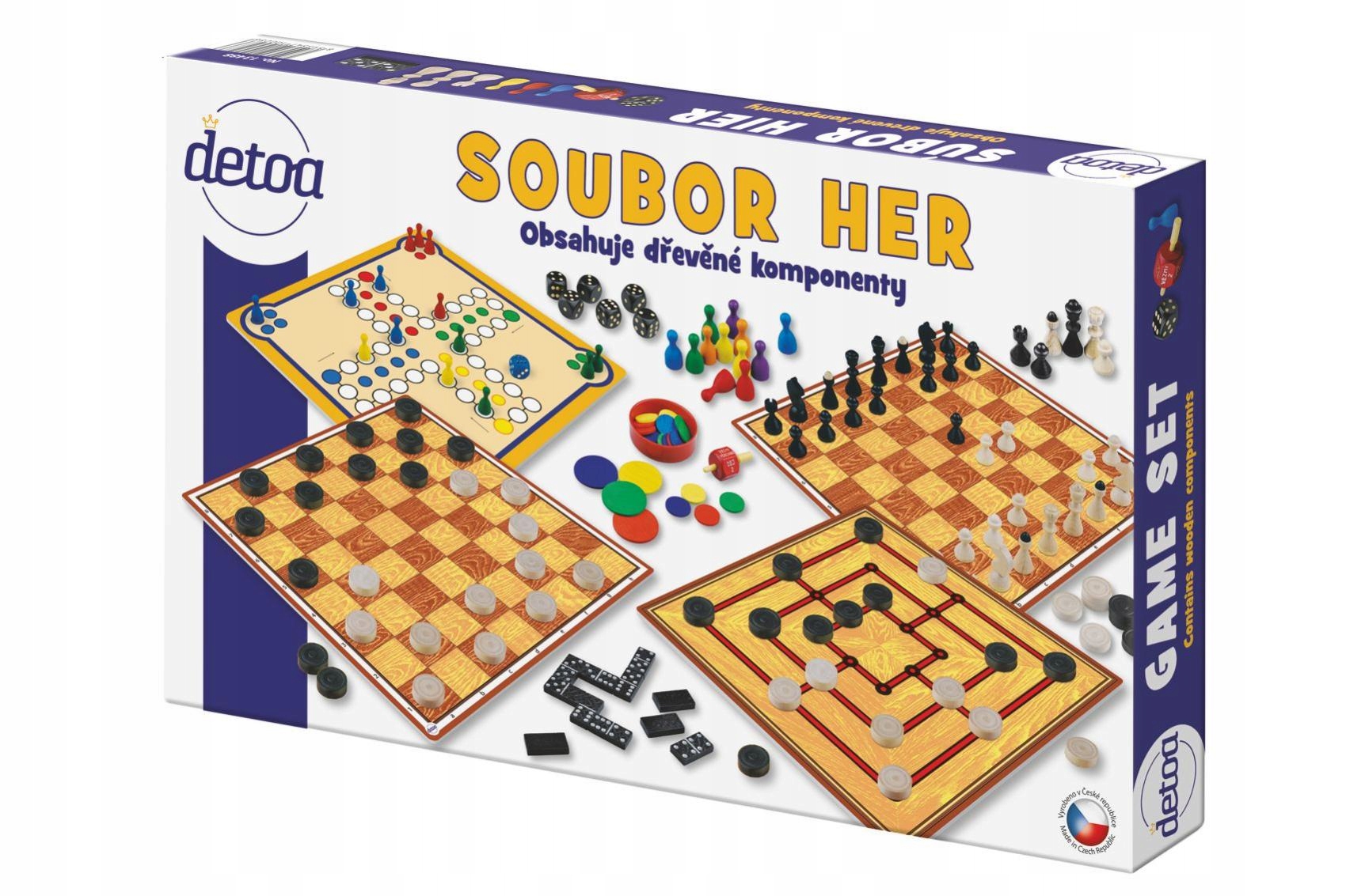 Soubor her 7 společenská hra dřevo v krabici 37x22x4cm