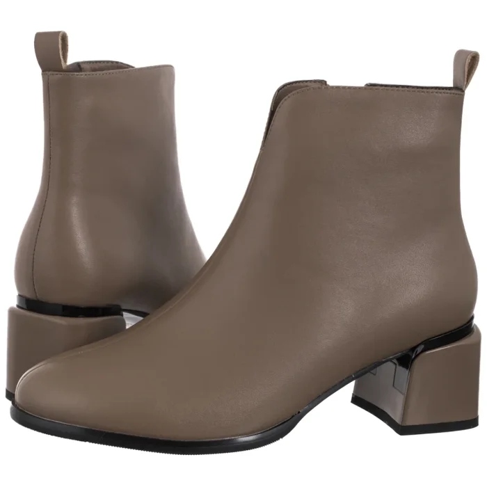 Dámské kožené Kotníkové Boty na podpatku Filippo Béžové DBT7459/25