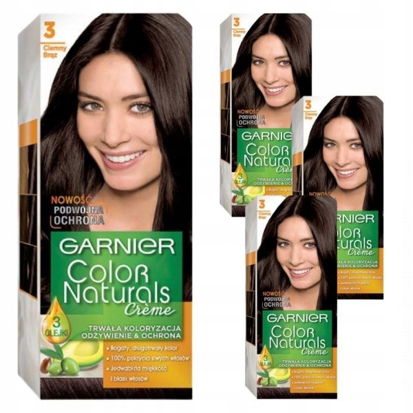 

Farba do włosów Garnier Naturals 3 Ciemny brąz x 4