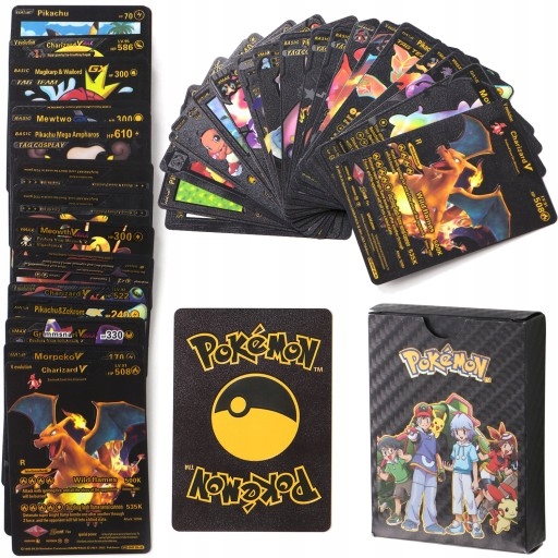 

Czarne Karty Pokemon Zestaw 55SZT Kolekcjonerskie