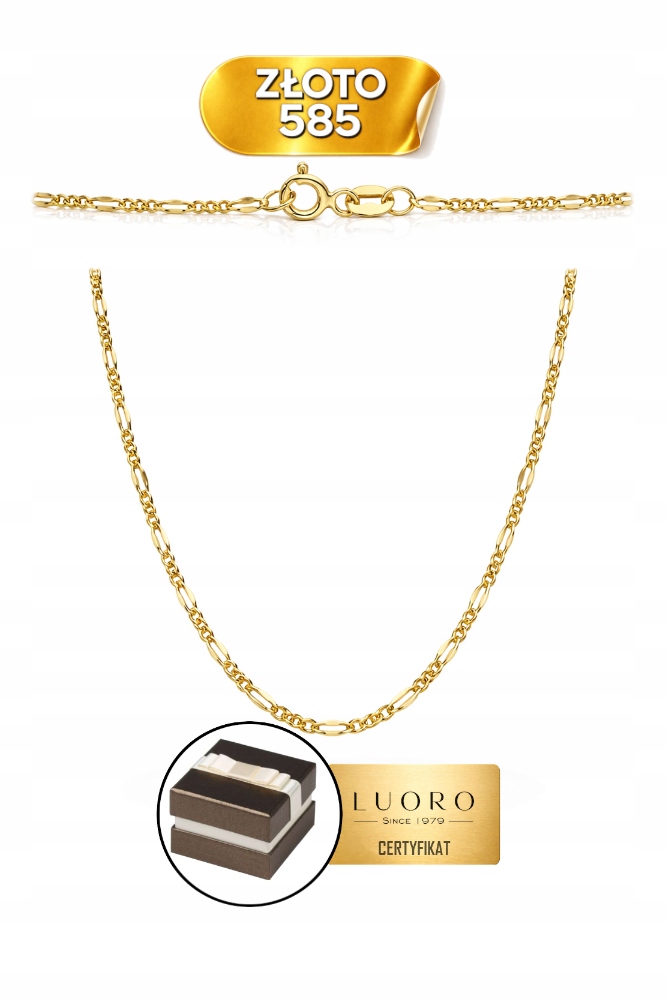 Řetízek Zlatý 585 14K Vazba Figaro Gucci 50 CM Elegantní Klasický