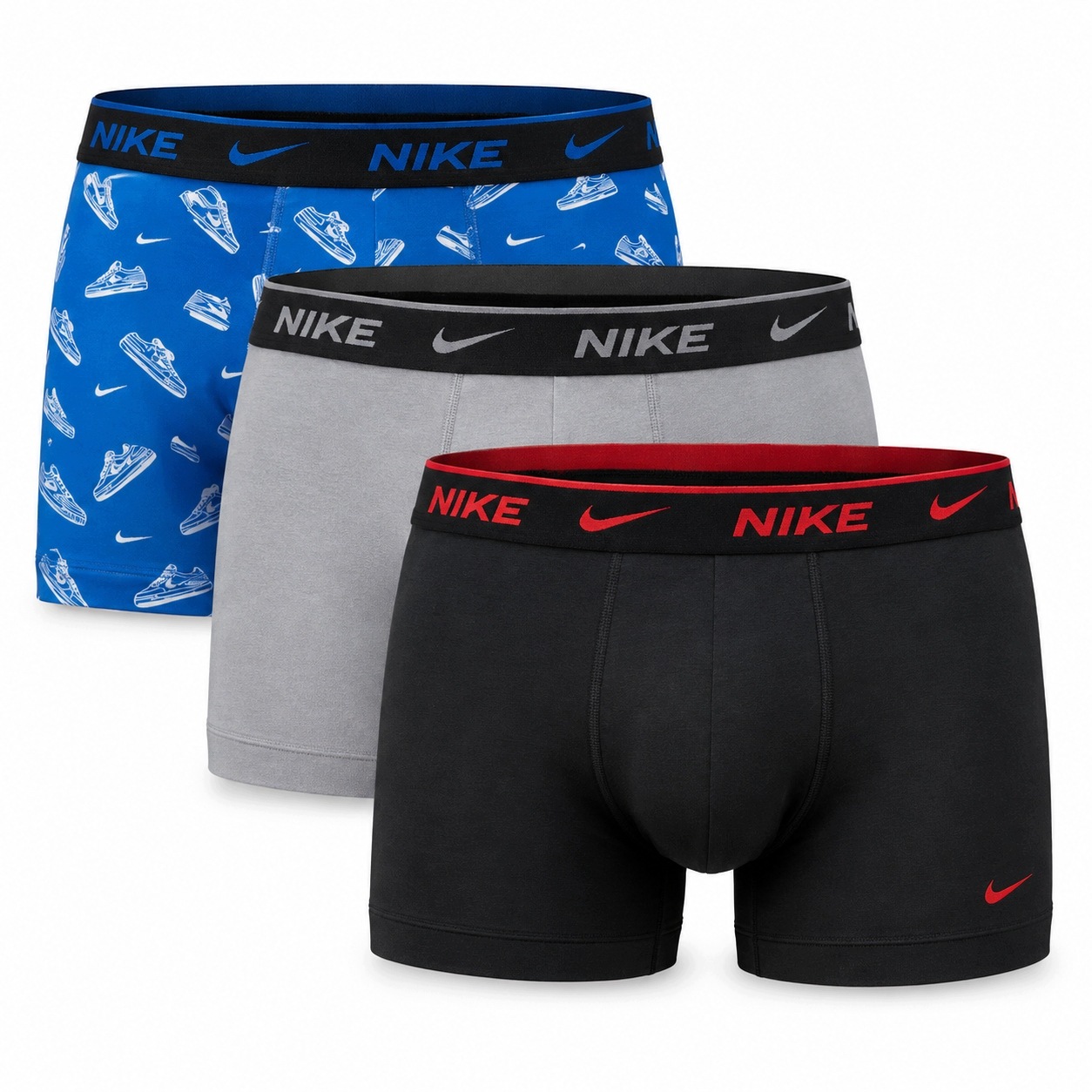 Nike Pánské Boxerky Trunk Essential Cotton 3PK Černé/šedé/modré rXL