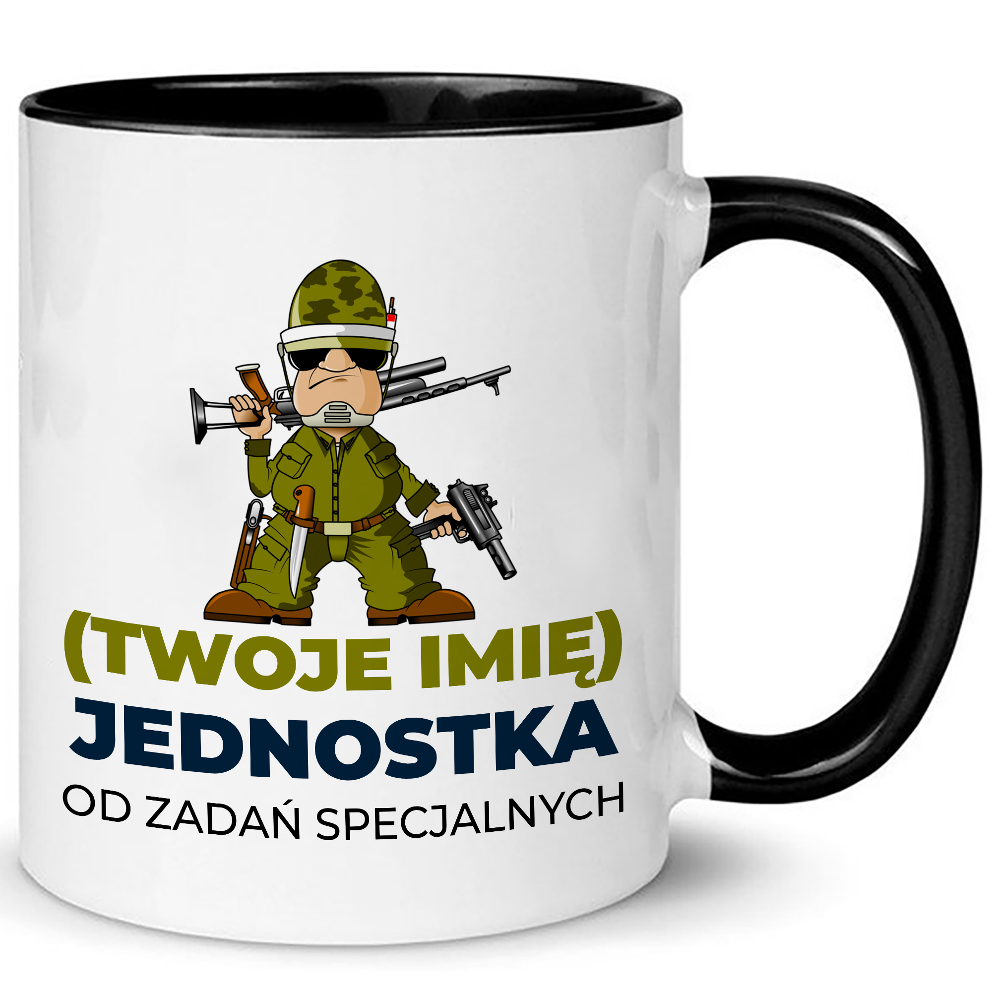 

Kubek Biały Wnętrze Czarne Dla Żołnierza Imię Wz