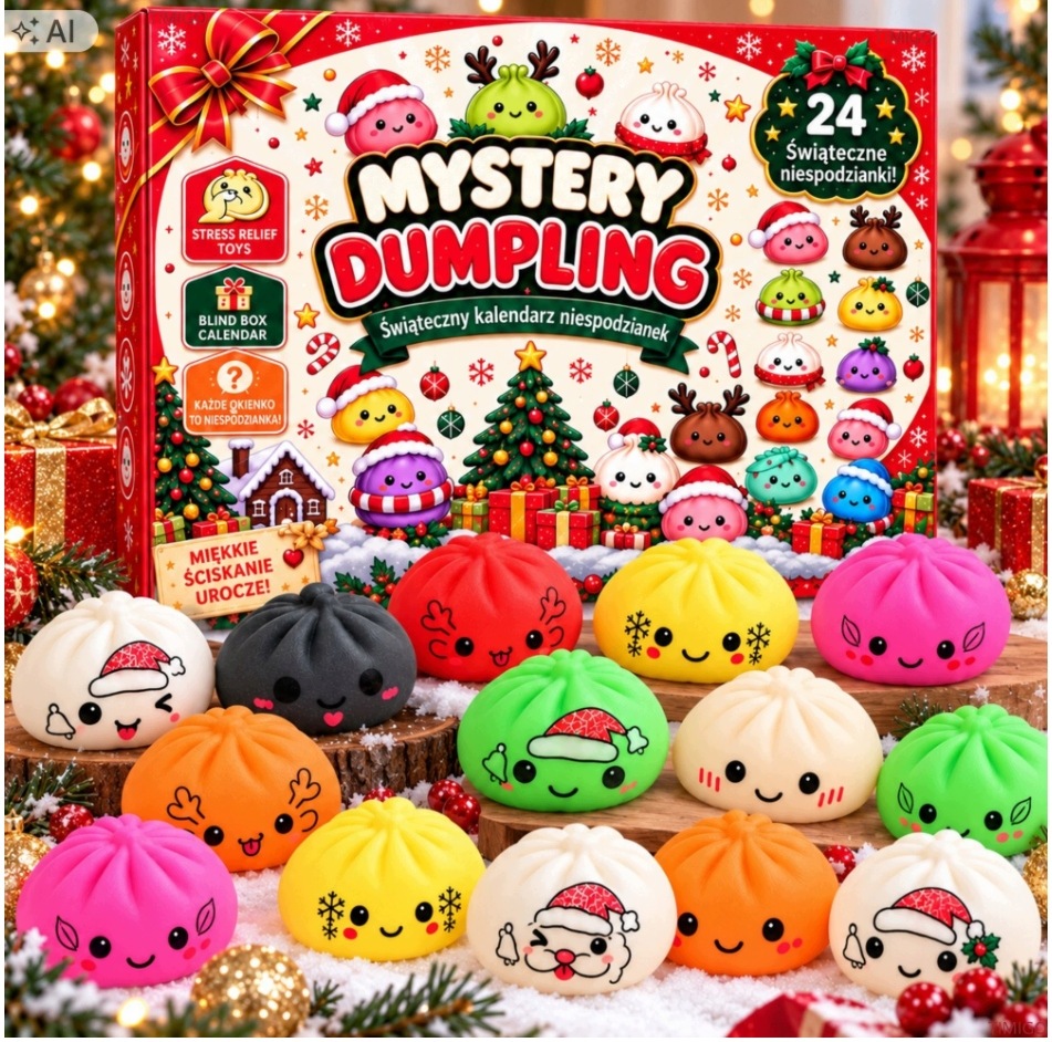 Адвент-календарь Jumi Mystery Dumpling, 24 мялки-пельмешки Squishy