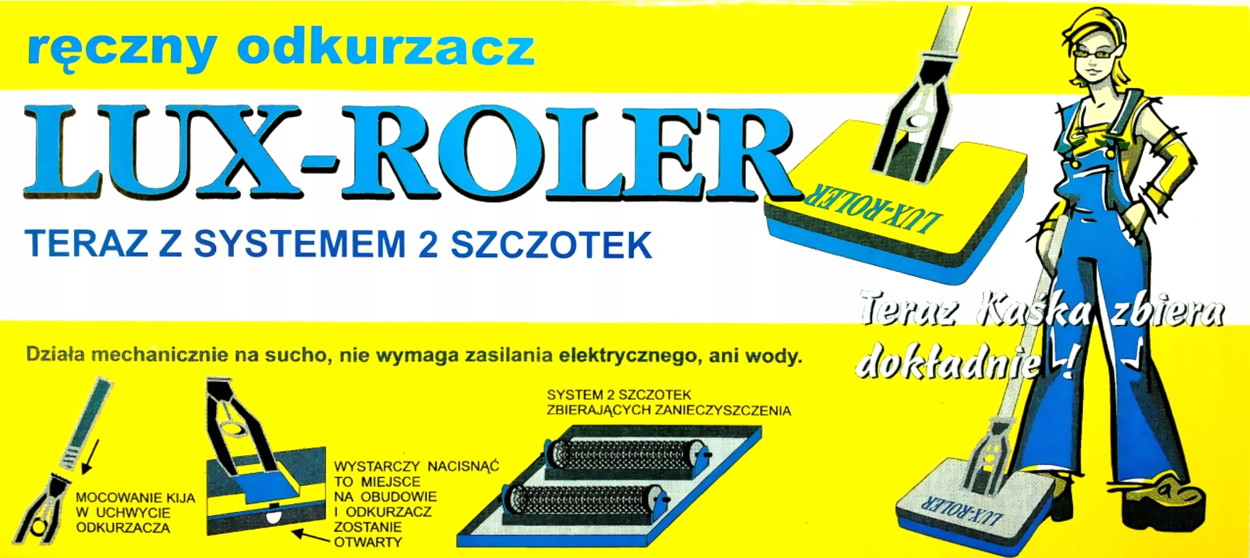 Odkurzacz ręczny mechaniczny Kaśka szczotka zamiatacz LUXROL MIX kolor Model Roler