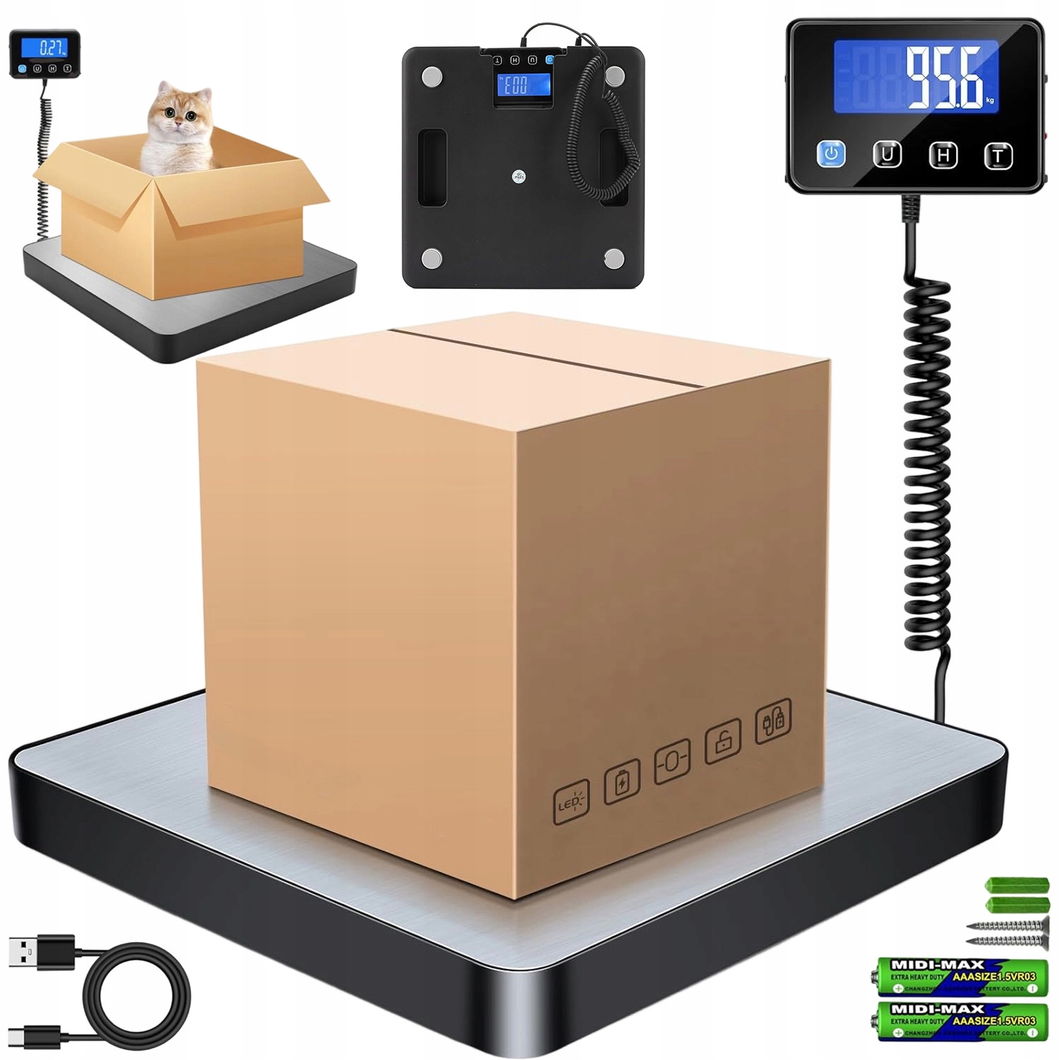 Elektronická Kalkulační Skladová Váha LCD 200 Kg S 2 Bateriemi A Usb