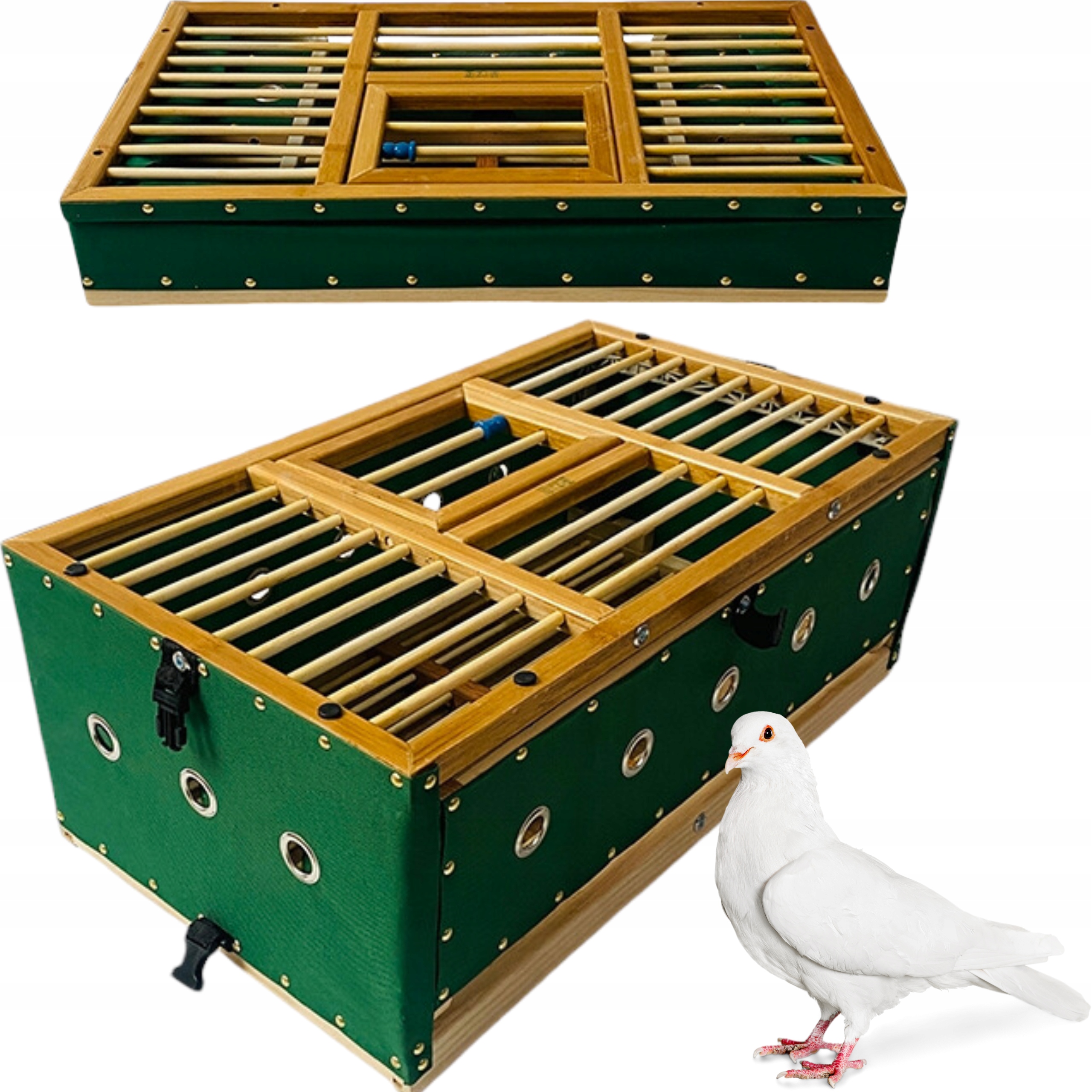 Kosz Transportowy Składany Dla Gołębi Ptaków 70 X 42 X 24 CM Duży Zielony