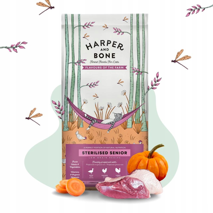 Levně Harper and Bone Senior pro sterilizované kočky Krůta Kachna Zelenina 5 kg
