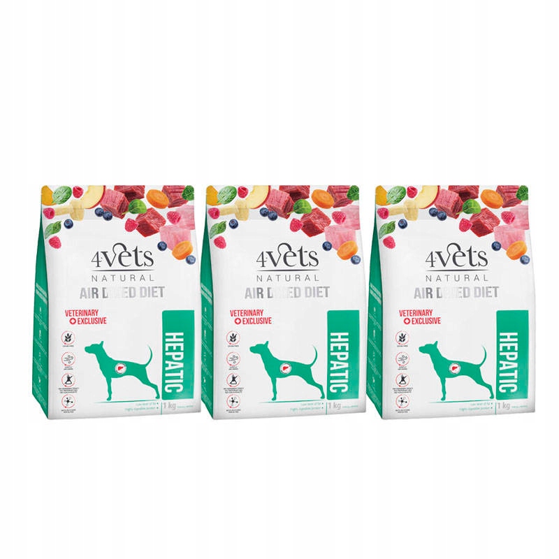 4Vets Natural Hepatic suszona dla psa z chorą wątrobą zestaw 3 x 1kg