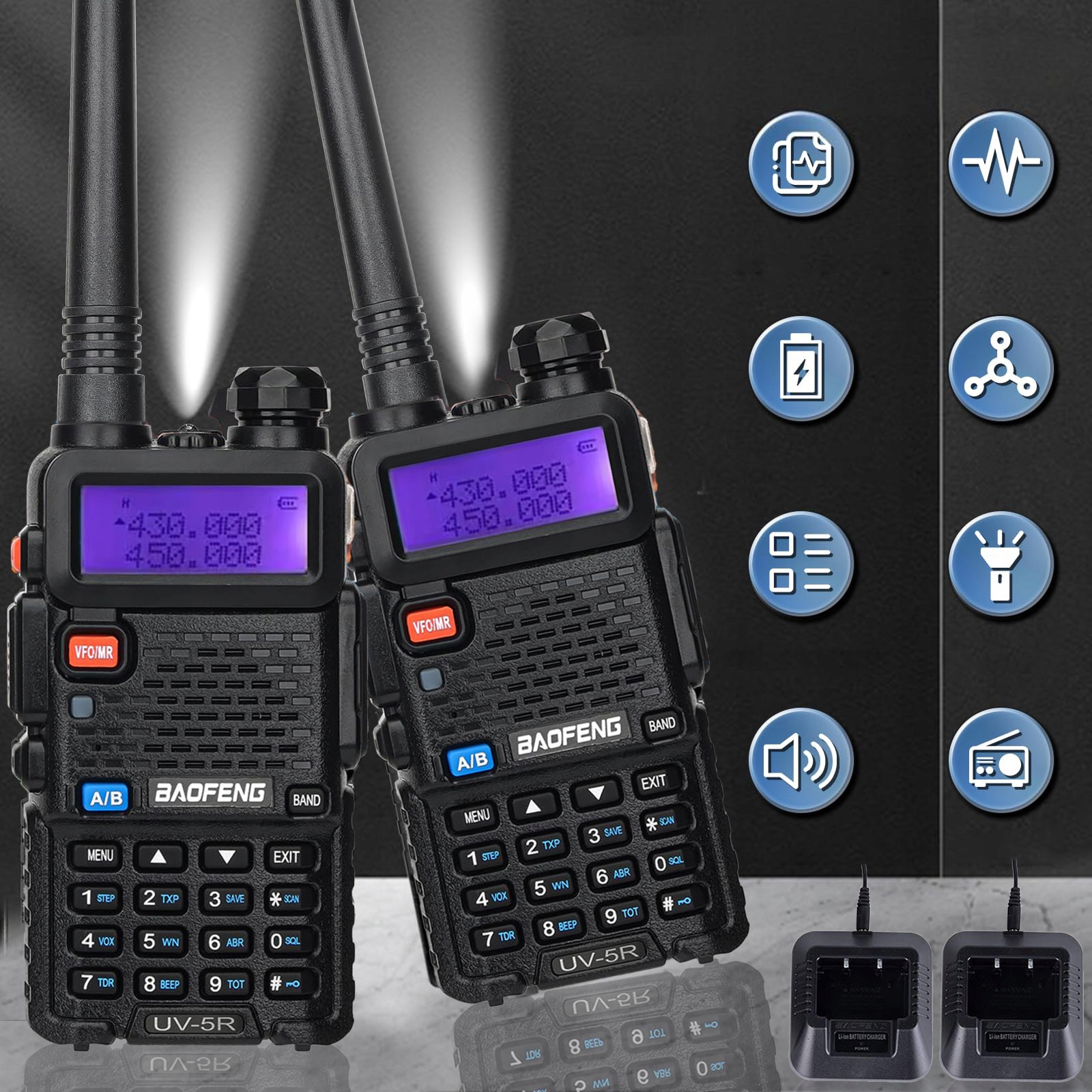 2KS Baofeng UV-5R Oem Htq Vysílačka Radiotelefon Vysílačka Skener