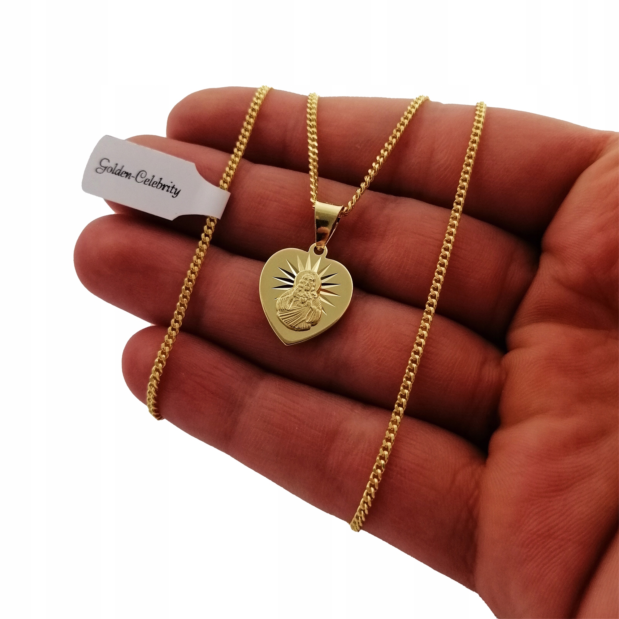 ZŁOTY ŁAŃCUSZEK MEDALIK KOMUNIA CHRZEST GRAWER 925 Marka Golden Celebrity