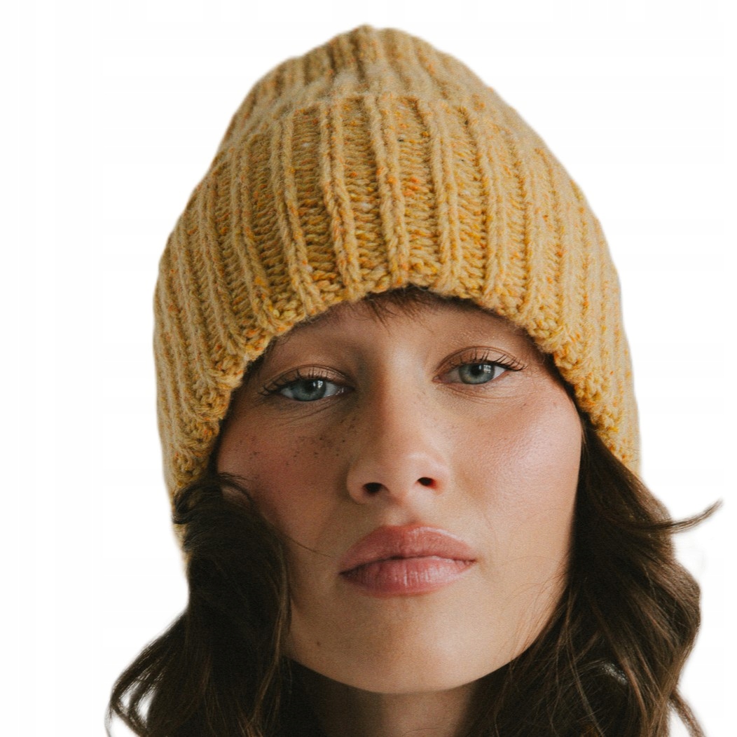 Módní lehká Žlutá Vlněná čepice s Hedvábím Gheppio Loman Polska