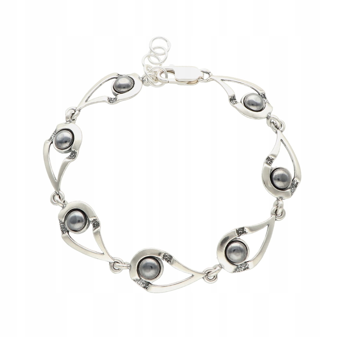 Náramek s hematitem, stříbro