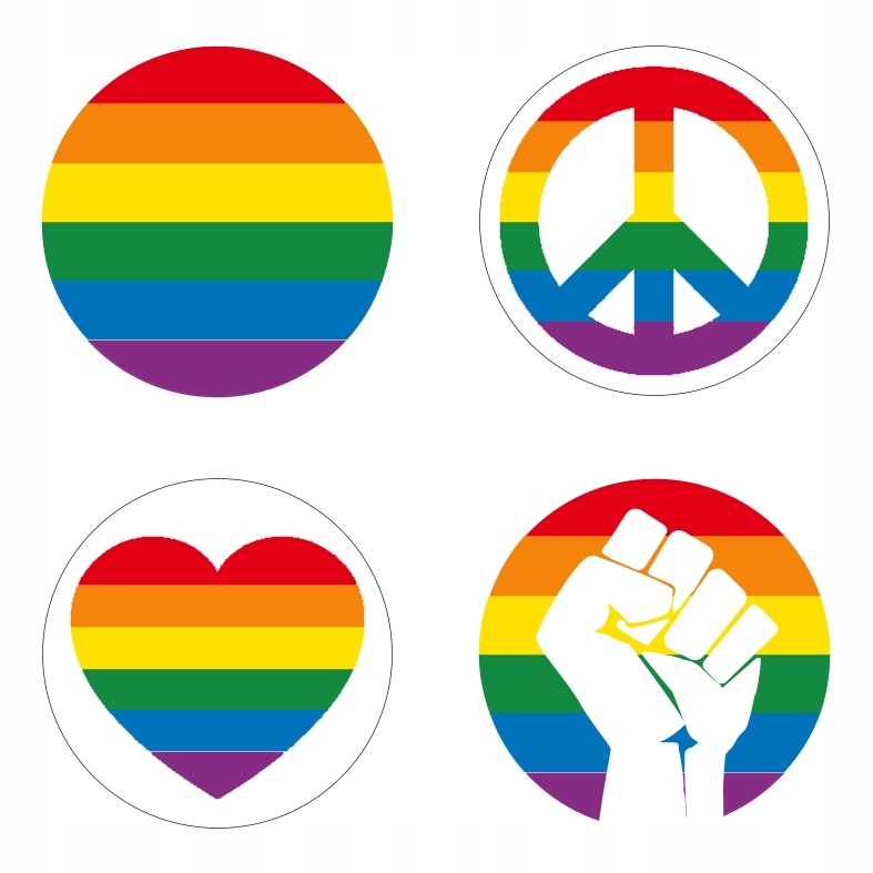 

Naklejki etykiety ozdobne tęcza, Lgbt, 40mm,24szt