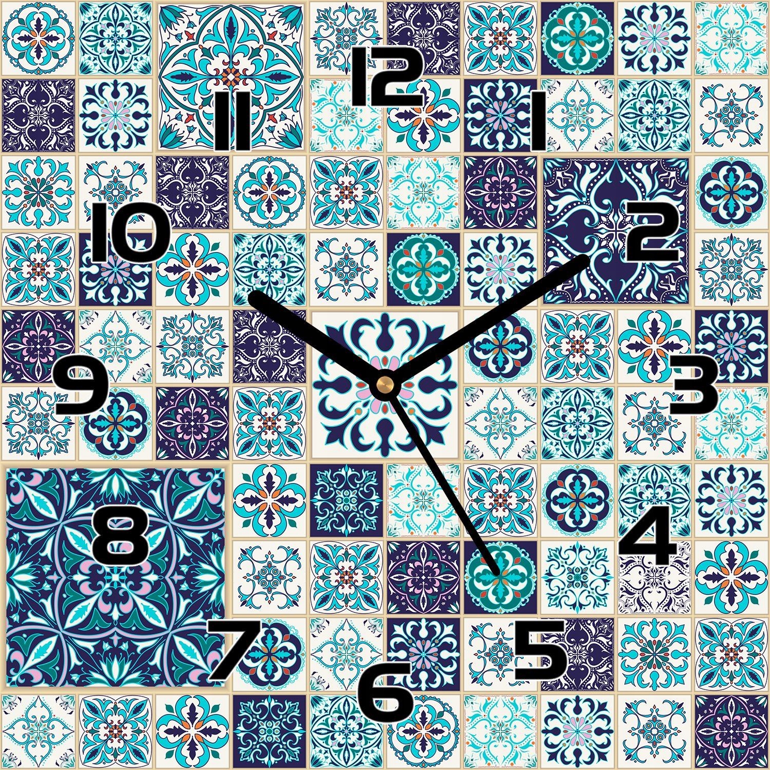 

Cichy zegar na szkle Piękny patchwork 30x30 cm