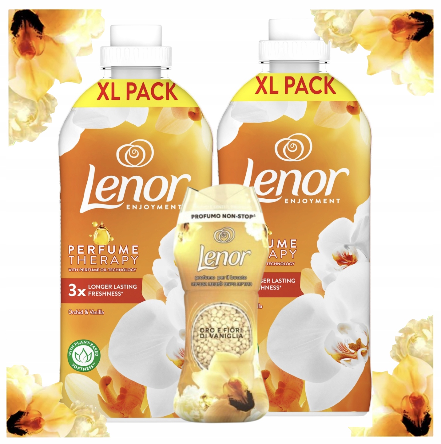 Lenor Sada tekutá aviváž 1,2 l a vonné perličky 210 g Gold Orchid
