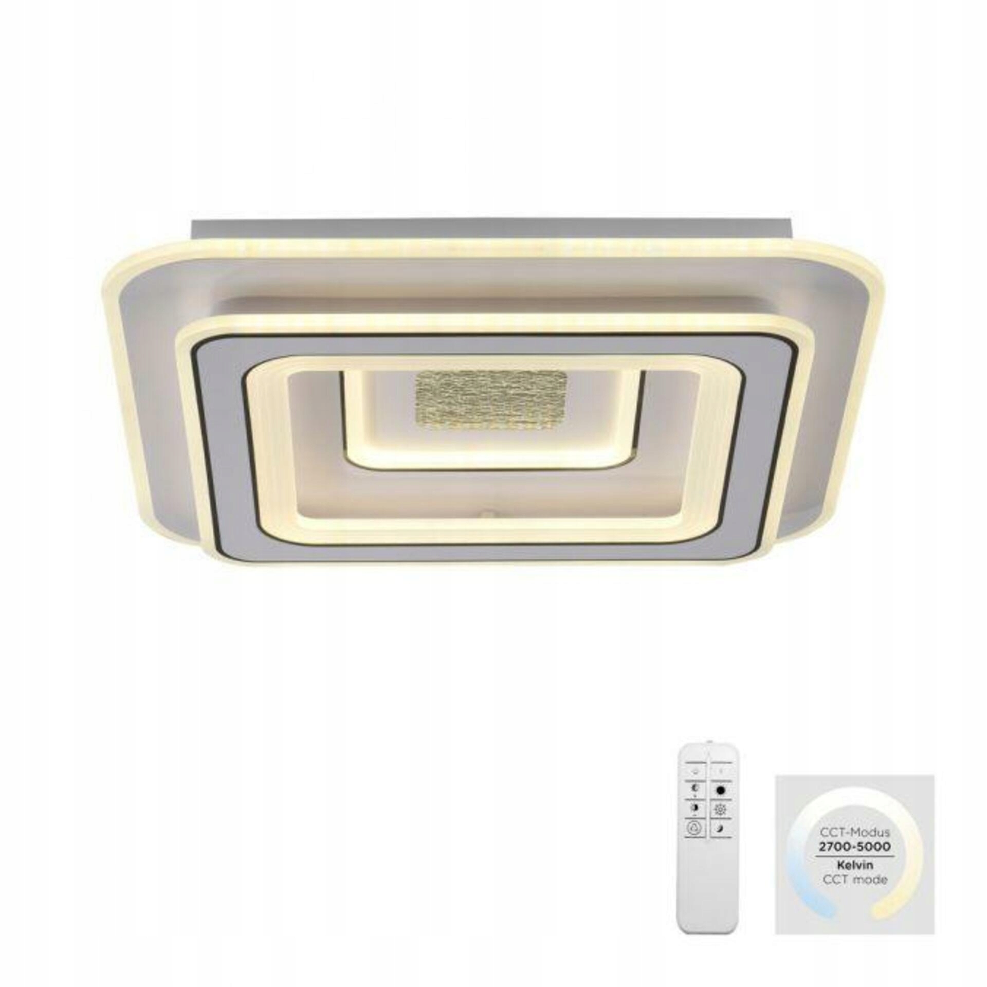 Led stropné svietidlo Just Light Tolago Square biele, stmievateľné, Cct, 50W