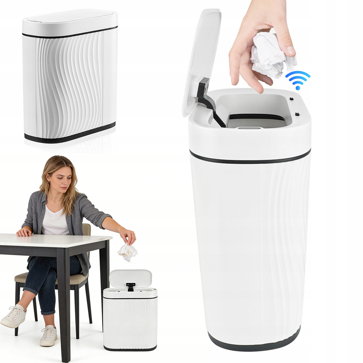 Automatický Odpadkový Koš 8L Bílý Senzor Do Kanceláře Ložnice Koupelny