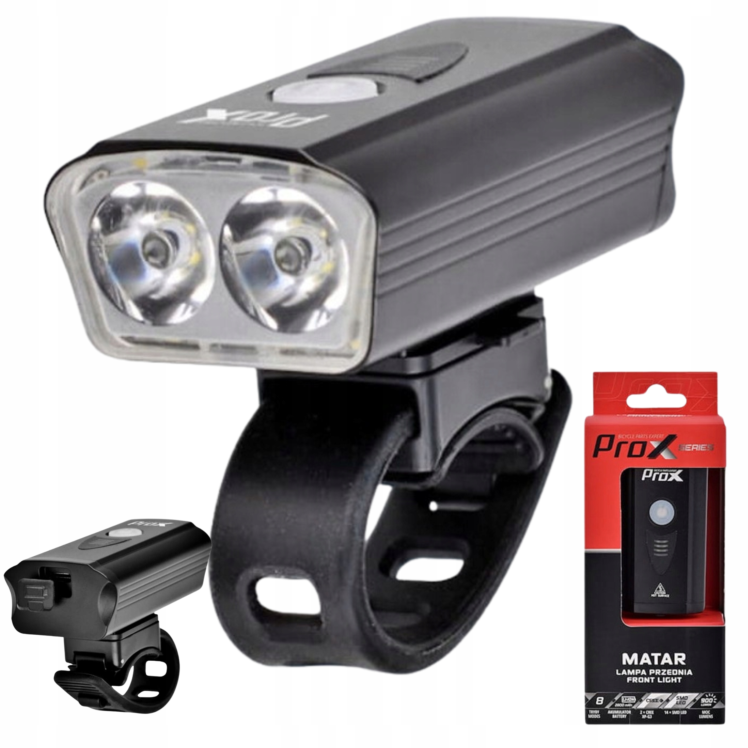 Lampka Rowerowa Przednia Przód Prox Matar 900 LM Usb C 2800 mAh Tryb Memory