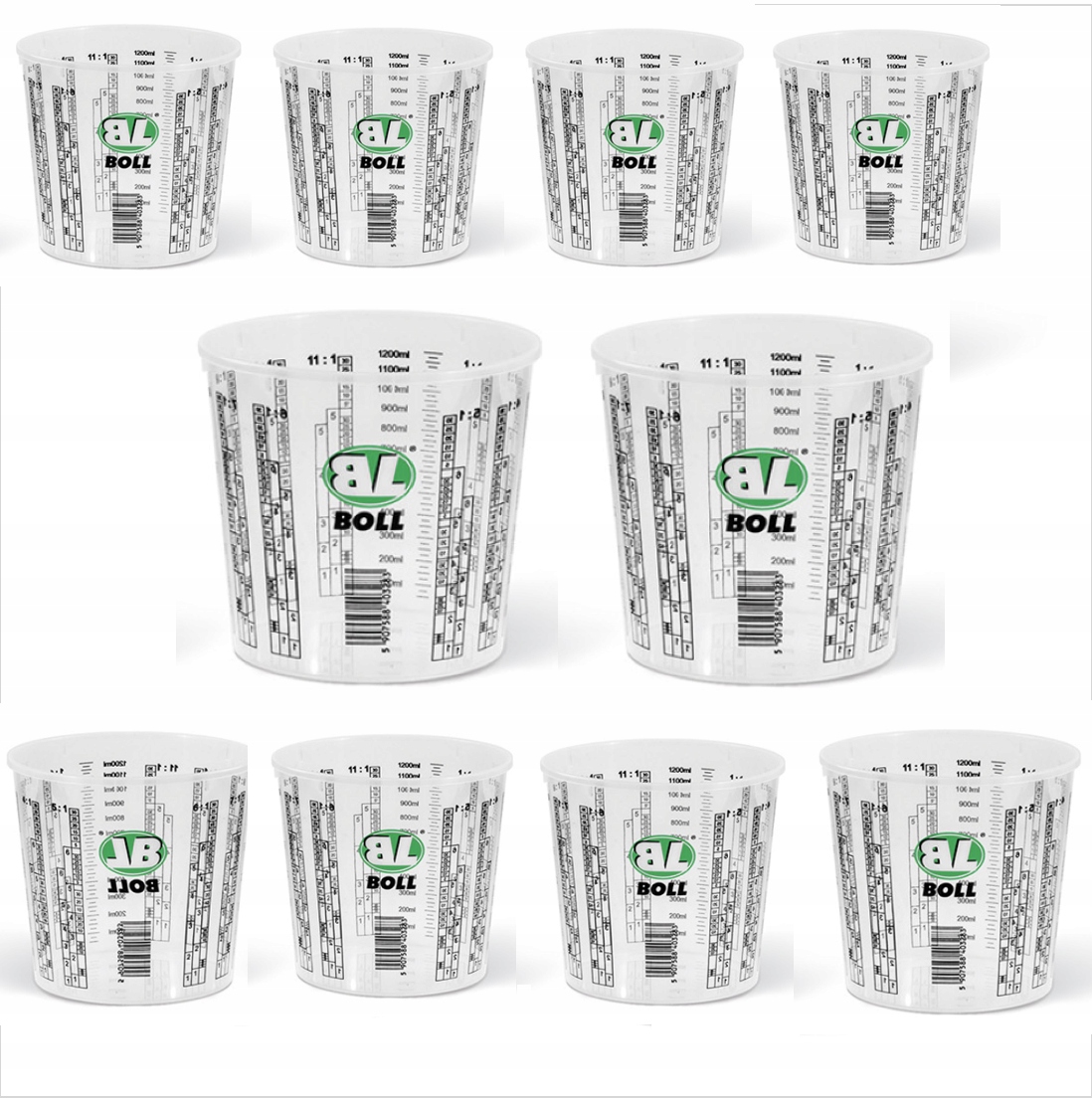 10x BOLL POJEMNIK PLASTIKOWY Z PODZIAŁKĄ 1300 ML