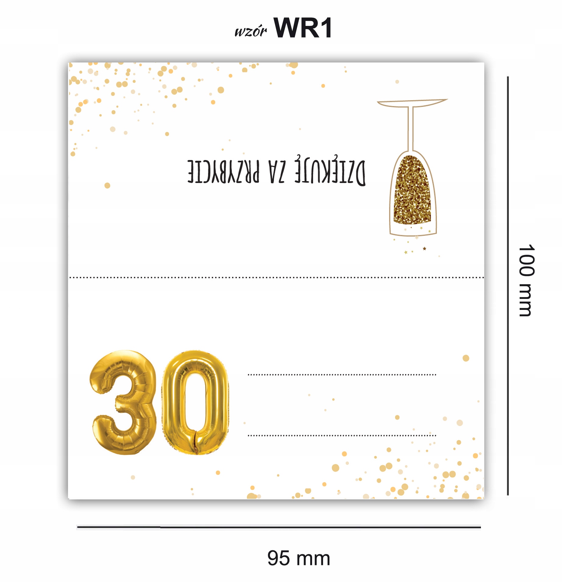 Wizytówki WINIETKI NA STÓŁ 30 urodziny 10 sztuk Marka inna