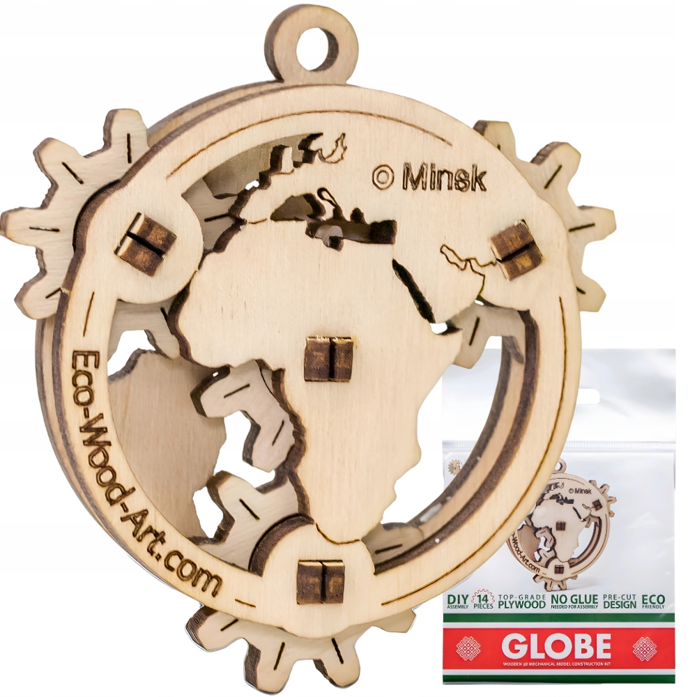 Eco-Wood Drewniane Puzzle 3D Mały Globus