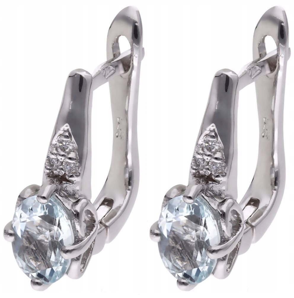 Stříbrné náušnice Ag 925 akvamarín s diamantem CVD-3365-E-AQ