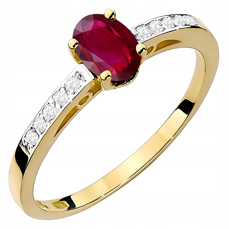 Zlatý Prstýnek s Rubínem 0,60 ct a Brilianty