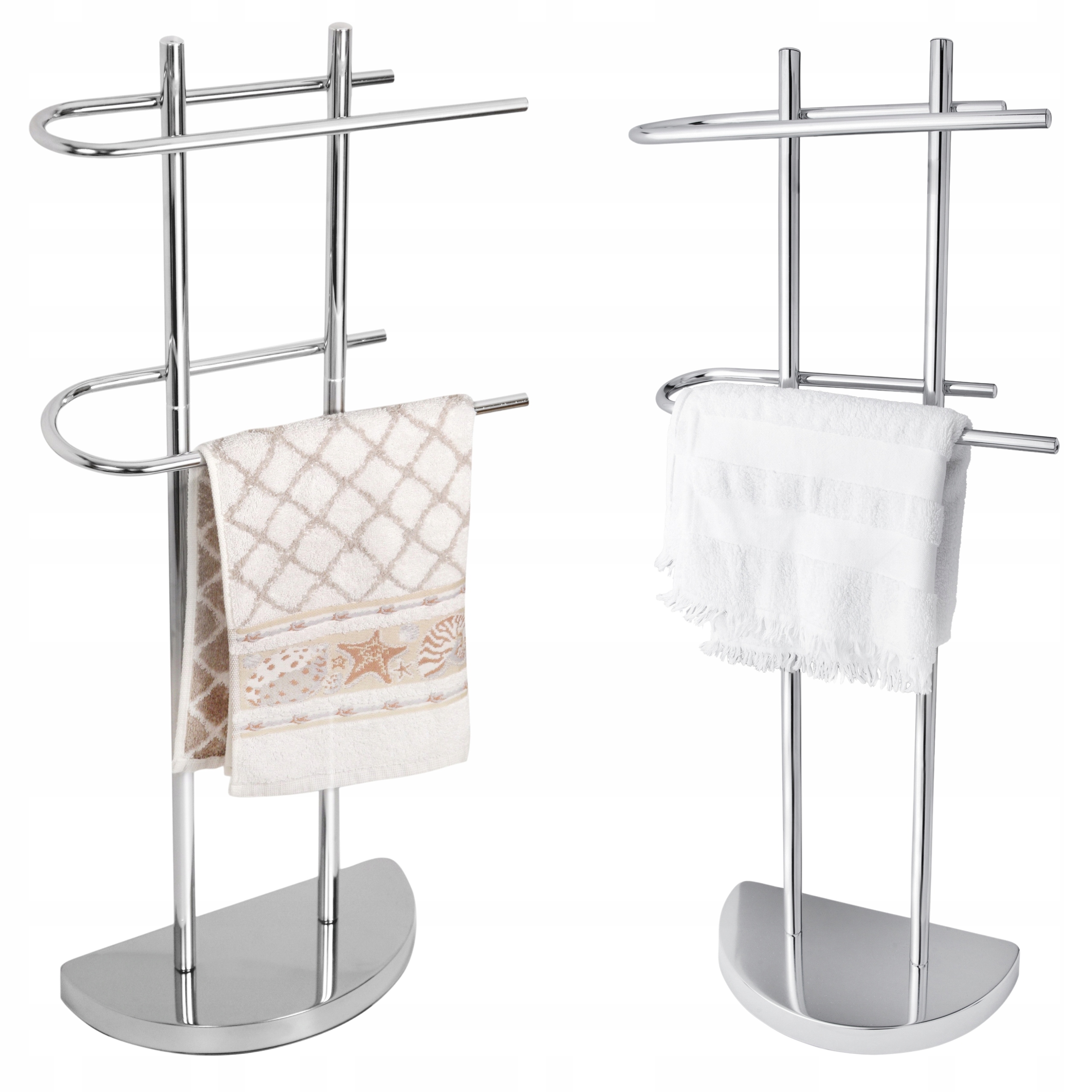 Stojan Věšák na ručníky do koupelny Stojící Kovový Stříbrný Chrom Loft