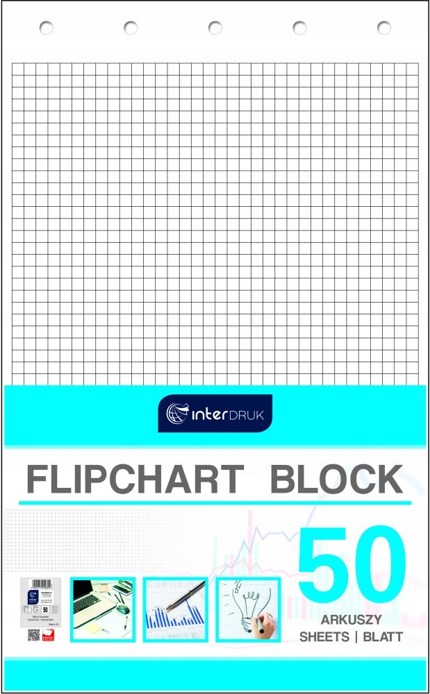 

Blok papier flipchart kratka100x64cm 50 kartek