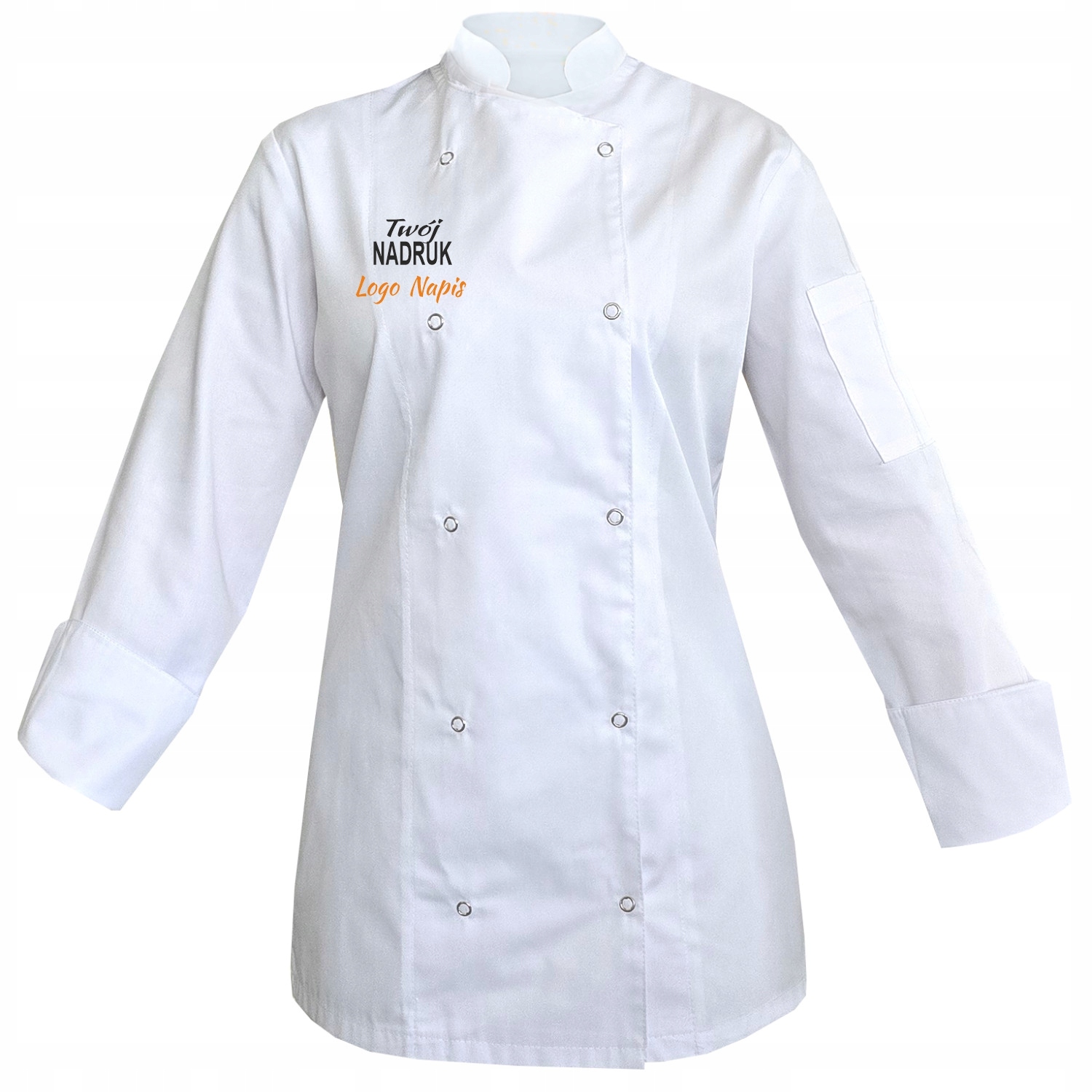 Dámská bílá kuchařská Mikina s patentkami, dlouhý rukáv s vaším logem, velikost XL