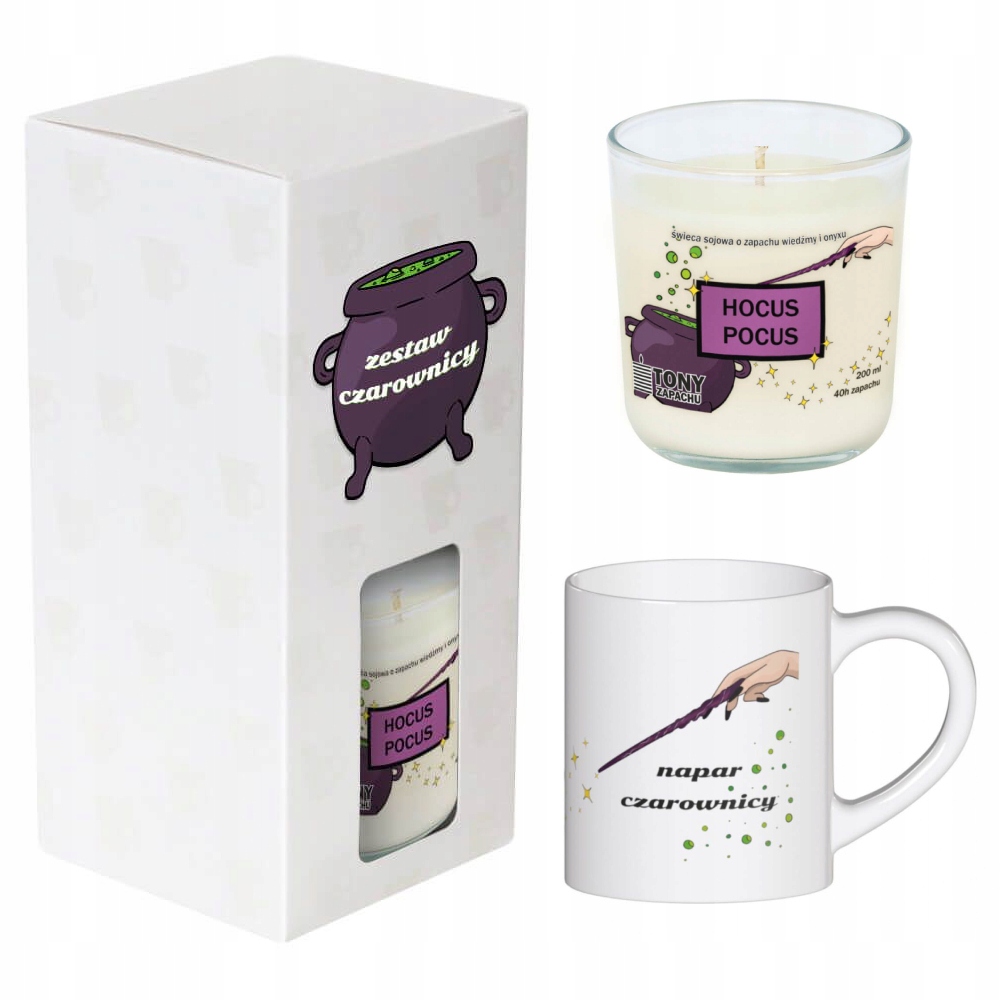 Levně Dárková sada pro čarodějnici na Halloween, vonná svíčka hrnek