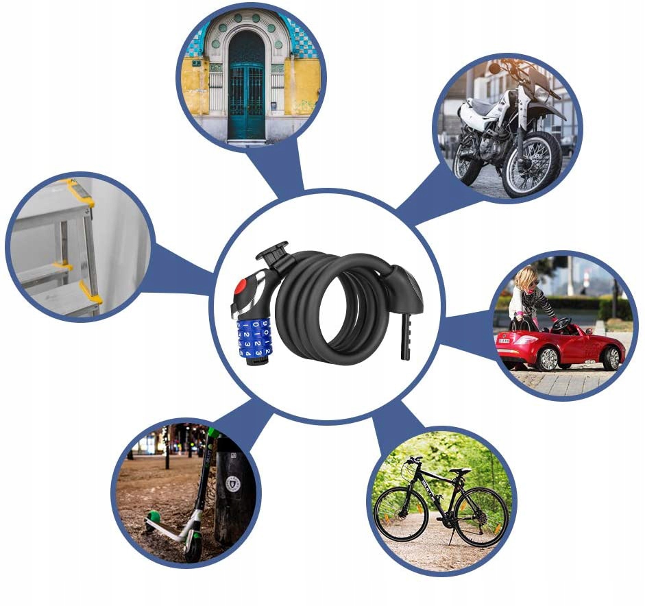 LED BLOKADA ROWERU SOLIDNE ZAPIĘCIE ROWER NA SZYFR Waga 460 g
