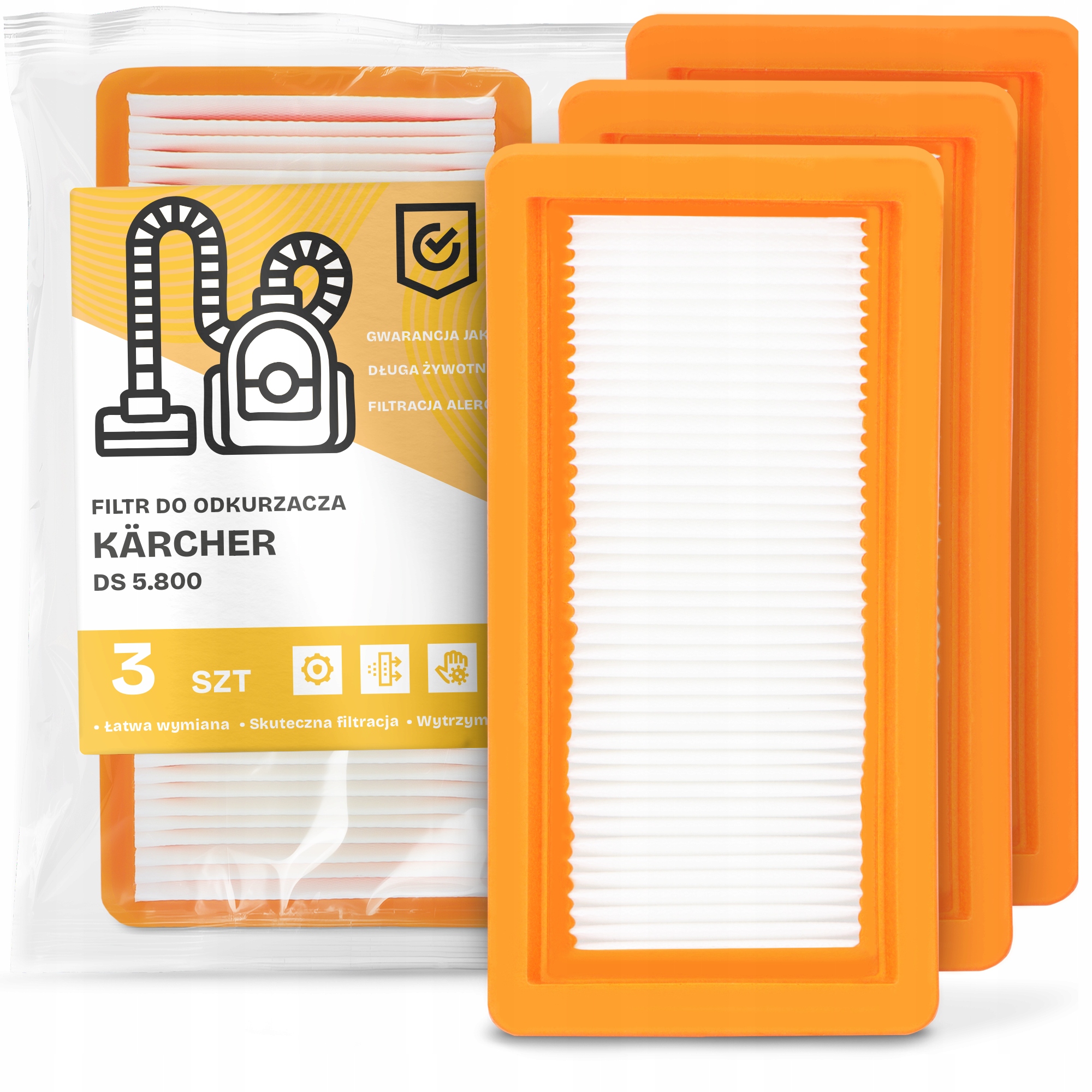 3x Filtr Do Vysavače Kärcher Ds 5.800 Omyvatelný vzduchový Filtr Em-w