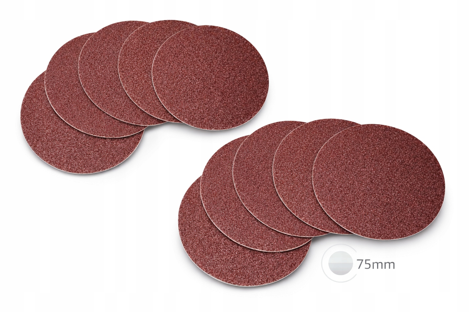 10x Krążek Ścierny Rzep 75mm P220 Korund Drewno Zestaw