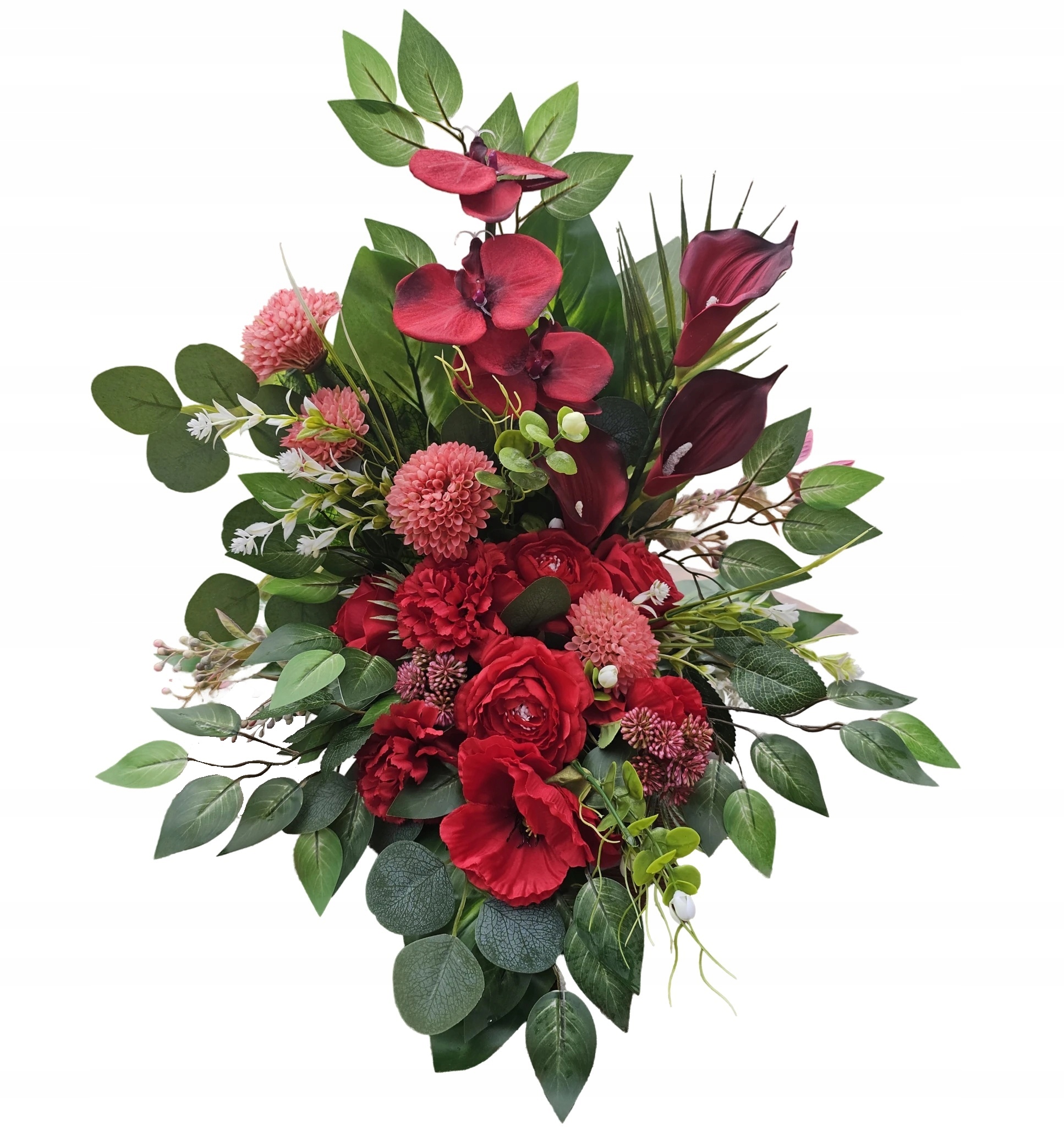 Dekorace Svazek Červený Orchidej Premium Umělé Květy Na Hrob Hřbitov