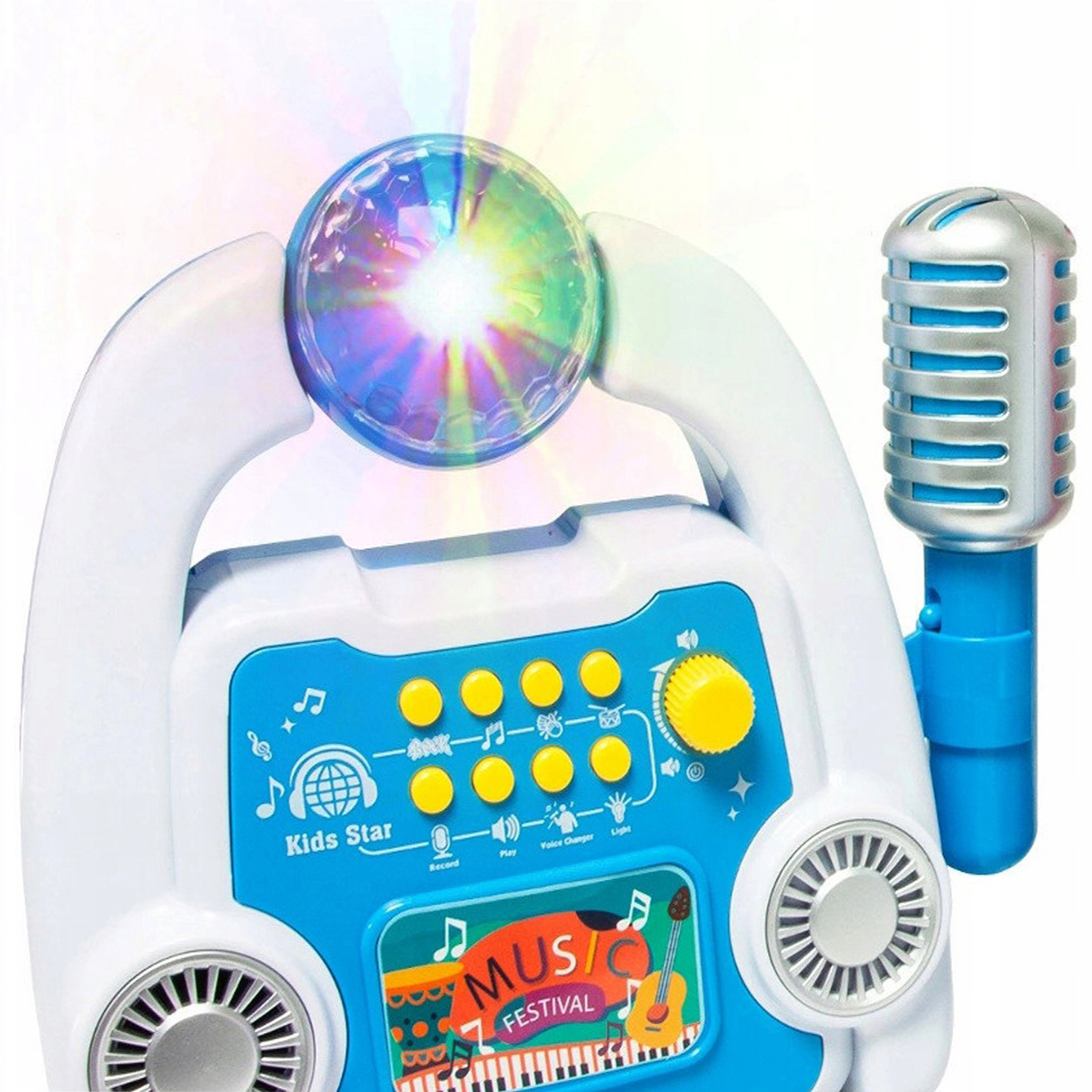 MIKROFON ZE STATYWEM KARAOKE MP3 LED + SYNTEZATOR Materiał plastik