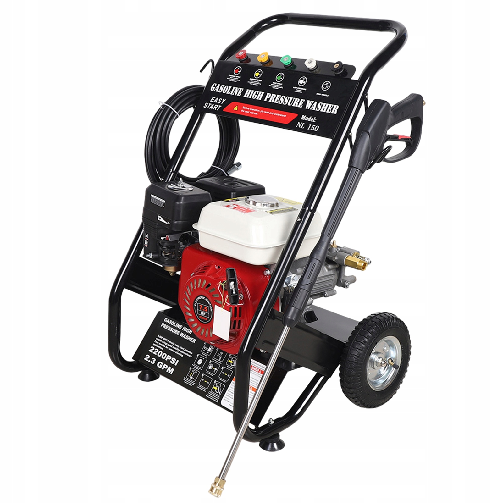 Benzínová vysokotlaká myčka 7,5 Hp, 4-taktní, vzduchem chlazená, s jednoválcovým motorem