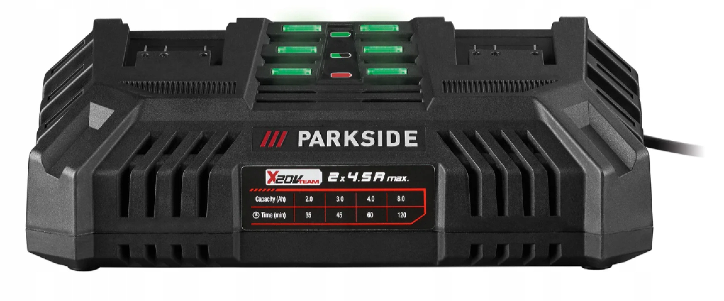 Akumulator Li-Ion Parkside 20 V 2x 8 Ah + ładowarka PDSLG 20 B1 2x 4,5A Marka Parkside