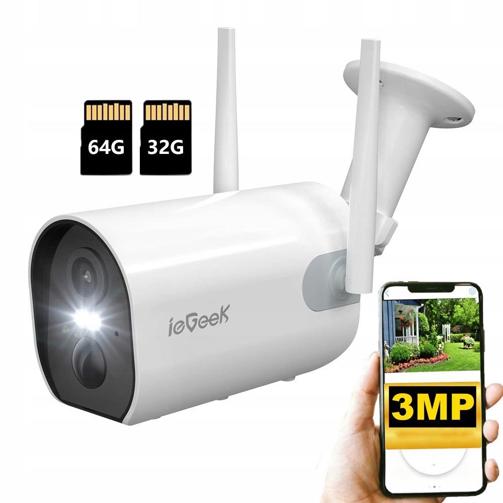 Wifi 3Mpx kamera na baterie Bezdrátová 2K s barevným nočním viděním a kartou