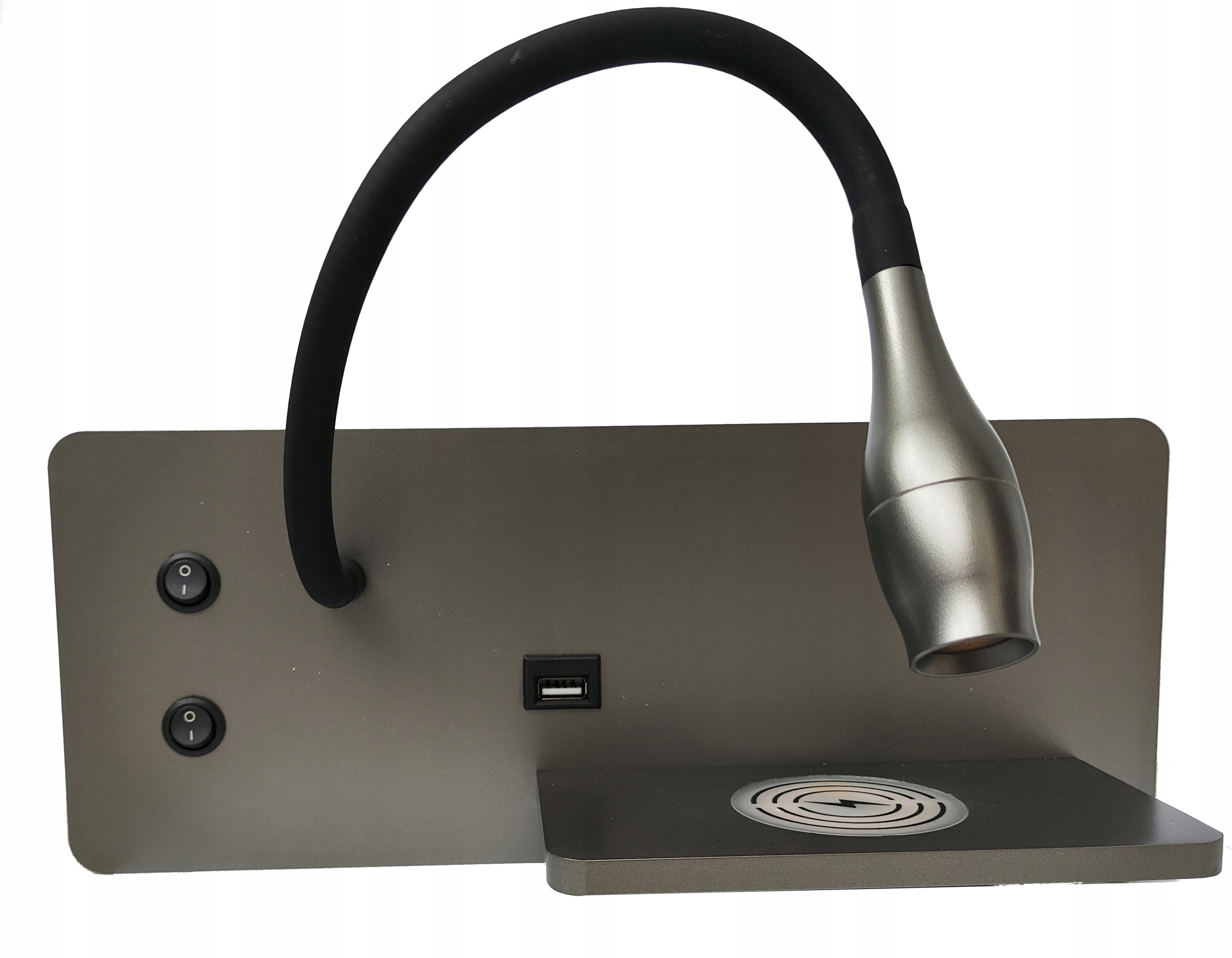 Nástenná Led polica 4000K šedá nabíjačka Usb port