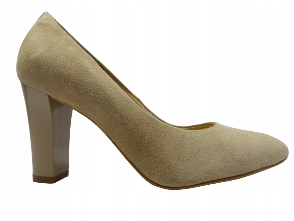 Béžové semišové dámské lodičky na podpatku Sala 37