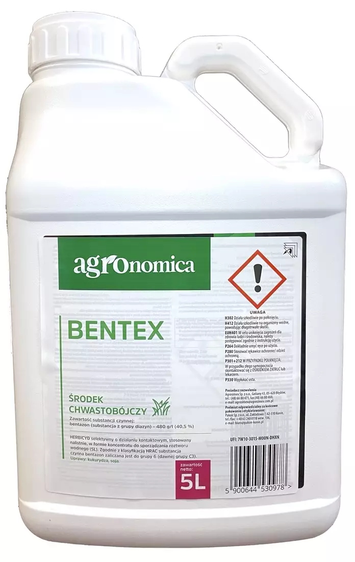 Bentex 5L Agronomica bentazon herbicyd do kukurydzy soi, powschodowy komosa