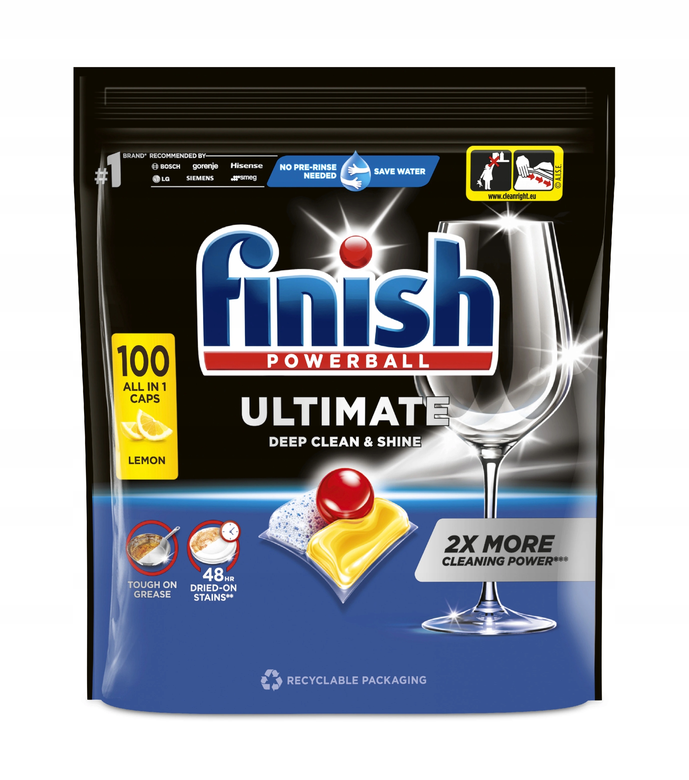 Levně Finish Powerball Ultimate All in 1 Lemon Sparkle kapsle do myčky 100 ks