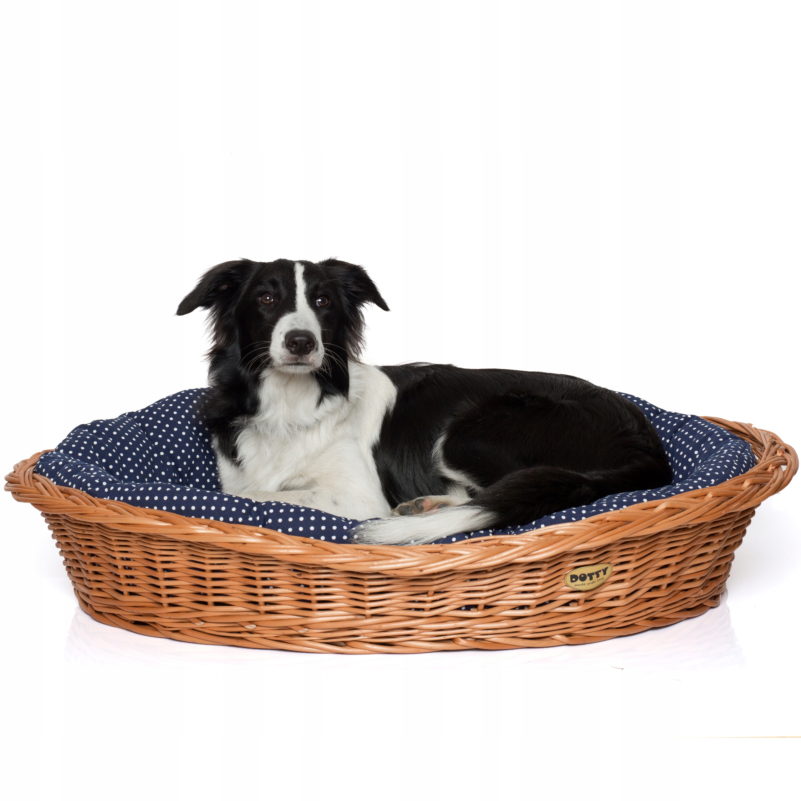 Pelíšek pro psa kočku, proutěný košík s pelíškem bavlna Dotty