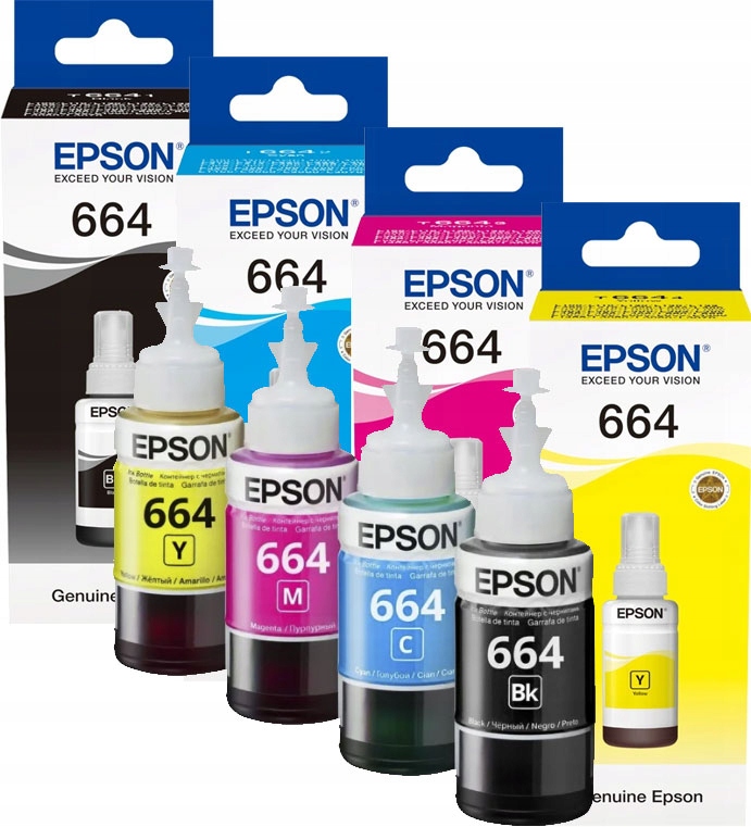 Komplet tusze do Epson 664 L3060 L365 L3050 L386 tuszy zestaw x4