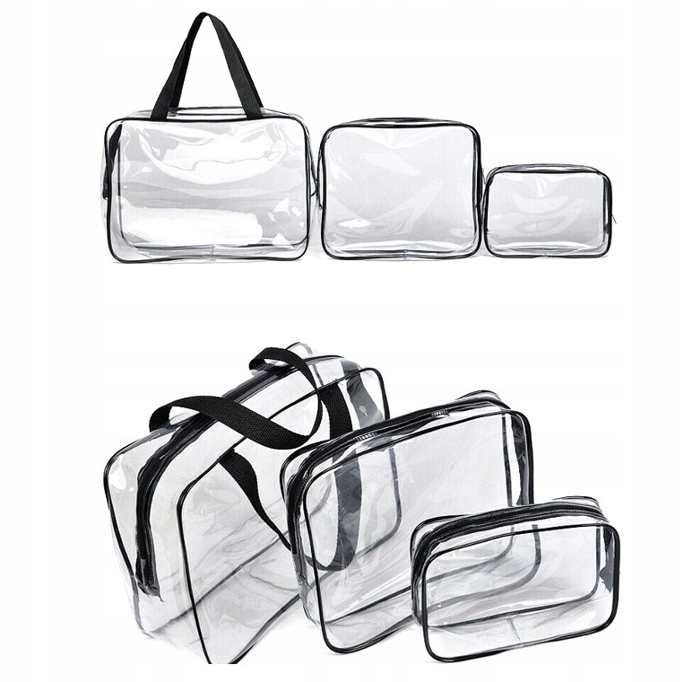Zestaw TORBA kosmetyczka 3w1 przeźroczysta pojemna Kolor bezbarwny